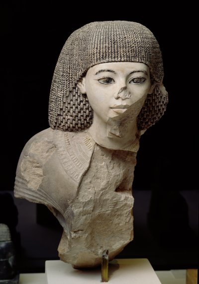 Buste van de Koninklijke Schrijver, Meniou, Nieuwe Koninkrijk, ca. 1391-53 v.Chr. (kalksteen) door Egyptian 18th Dynasty