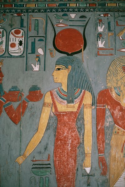 Egypte, Oud Thebe, Luxor, Vallei der Koningen, Graf van Horemheb, Muurschildering van godin Isis, Nieuwe Koninkrijk, Dynastie XVIII door Egyptian 18th Dynasty