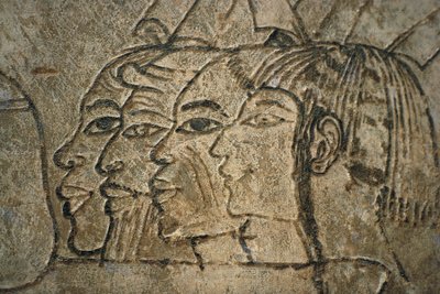 Egypte, West Thebe, Sheikh Adn el-Qurna. Graf van Ramos. Muurtekeningen door Egyptian 18th Dynasty