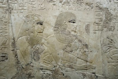 Egyptische oudheid: bas-reliëf dat de gasten van een begrafenisbanket voorstelt - Graf van de vizier Ramose (18e dynastie) - Luxor, Thebe, Graf van de Edelen door Egyptian 18th Dynasty