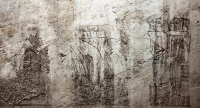 Oude Egyptische kunst: onvoltooide tekeningen in het graf van vizier Ramose door Egyptian 18th Dynasty