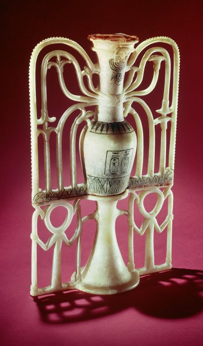 Floraal zalfpotje, uit het graf van Toetanchamon (ca. 1370-1352 v.Chr.) Nieuwe Koninkrijk door Egyptian 18th Dynasty