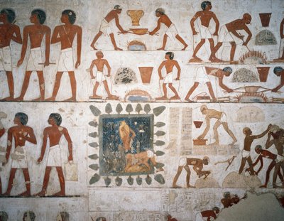 Metaalbewerking en vervaardiging van modderstenen, fresco, kapel, Graf van Rekhmire (TT100), Sheikh Abd el-Qurna, Thebe (Unesco Werelderfgoedlijst) door Egyptian 18th Dynasty