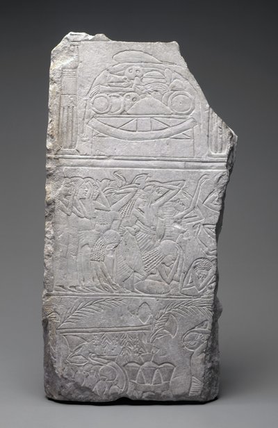 Reliëf van rouwenden en begrafenisgerechten, Nieuwe Koninkrijk, ca. 1340 v.Chr. door Egyptian 18th Dynasty