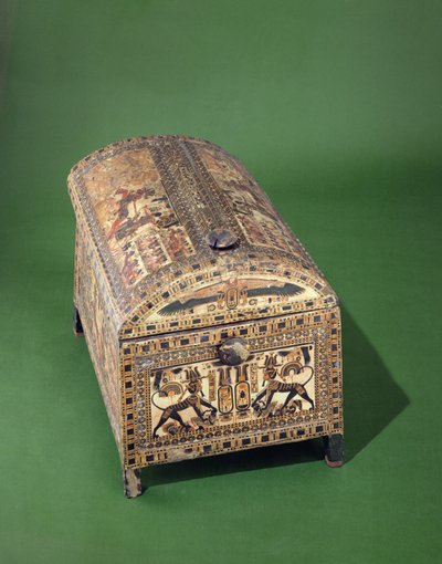 Kist van Toetanchamon, Nieuwe Koninkrijk, ca. 1340 v.Chr. (beschilderd hout) door Egyptian 18th Dynasty