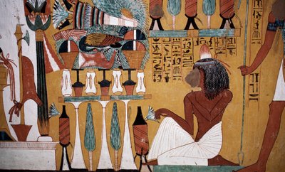 Muurschildering, Tombe van Sennedjem, Vallei der Koningen, Luxor, Thebe (Unesco Werelderfgoedlijst) door Egyptian 18th Dynasty