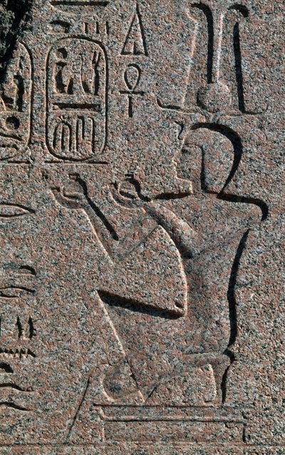Blok met reliëfs en inscripties van Ramses II, Grote Tempel van Amon, Tanis, Egypte, Egyptische beschaving, Nieuwe Rijk, Dynastie XIX door Egyptian 19th Dynasty