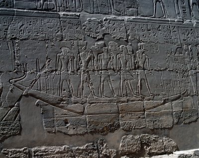 Begrafenisboot, (detail) door Egyptian 19th Dynasty