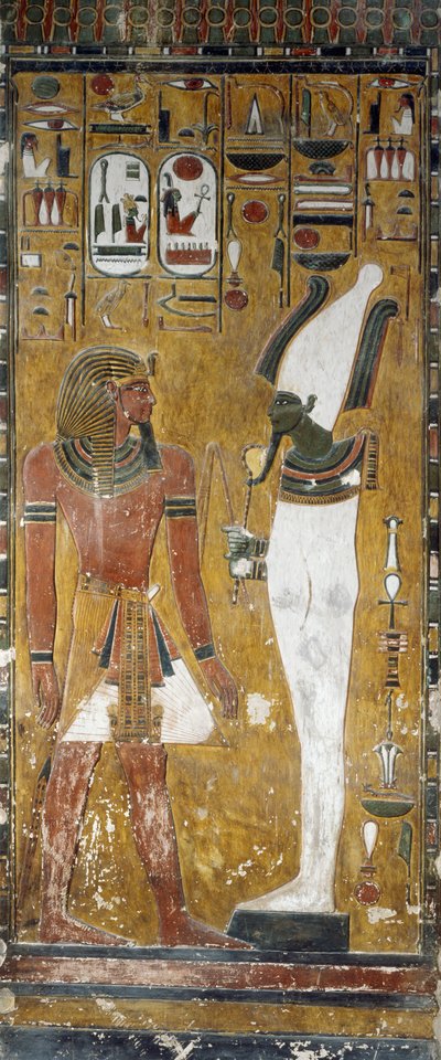 Osiris en Seti I, detail (detail) door Egyptian 19th Dynasty