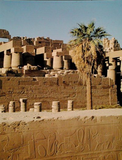 Muur van Ramses II en de Tempel van Tuthmosis door Egyptian 19th Dynasty