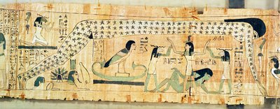 Grafpapyrus van Djedkhonsouefankh die Geb en Nut uitbeeldt, Derde Tussenperiode door Egyptian 21st Dynasty