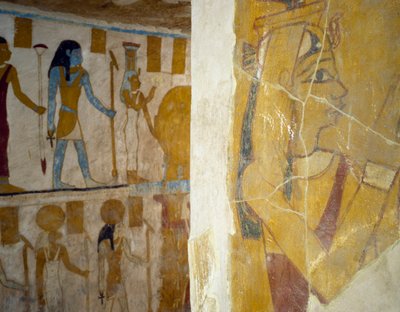 Muurschilderingen uit Tombe van Pa Nentwy, Bahariya Oase, Gizeh, Egypte door Egyptian 26th Dynasty