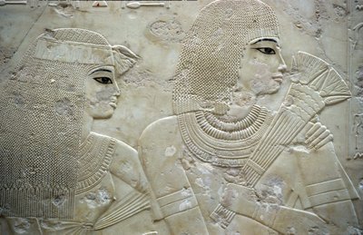 Oud Egypte, Schilderij/Gravure, Ramose en zijn vrouw, Gouverneur van Thebe, Vallei der Edelen, Graf van Ramose door Egyptian Egyptian