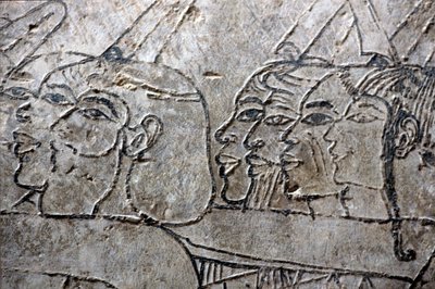 Oud Egypte, Muur schildering, Aziatische gevangenen, Amarna stijl, Graf van Ramose, Vallei der Edelen, Thebe door Egyptian Egyptian