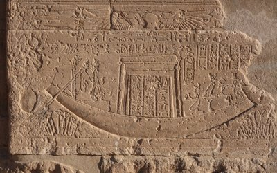 Bootsymbool van leven en de zon, Philae tempel door Egyptian Egyptian
