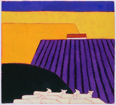 Schapen en Lavendelvelden, 2004 door Eithne Contemporary Artist Donne
