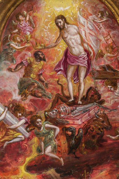 Draagbaar altaar: centraal paneel met een allegorie van de Christelijke Ridder (detail) door El Greco