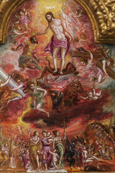 Draagbaar altaar: centraal paneel met een allegorie van de Christelijke Ridder (detail) door El Greco