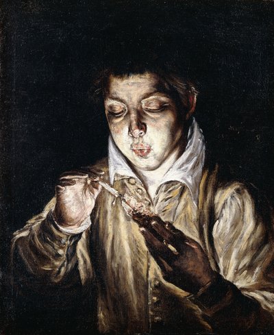 Een Jongen die een Kaars Aansteken door El Greco