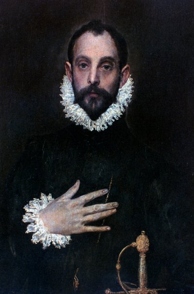 Een edelman met zijn hand op zijn borst, ca. 1577-1584 door El Greco