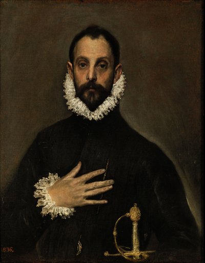 Edelman met zijn Hand op zijn Borst, c. 1580 door El Greco