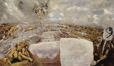 Spaans:  Vista y plano de Toledo Uitzicht en plan van Toledo door El Greco