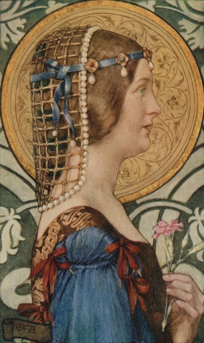 Als men dat kleine hoofdje van haar kon laten schilderen op een achtergrond van bleek goud door Eleanor Fortescue Brickdale