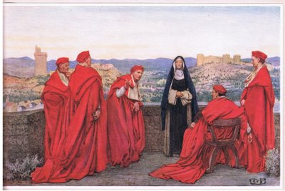 St. Catharina van Siena onderhandelt met paus Gregorius XI namens de Florentijnen door Eleanor Fortescue Brickdale