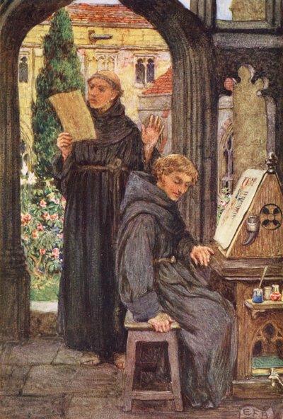Illustratie voor The Gathering of Brother Hilarius door Michael Fairless door Eleanor Fortescue Brickdale