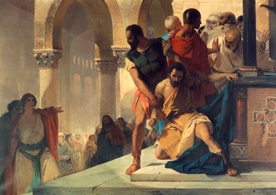Fazio wordt uit de tempel van Sint-Sophia in Constantinopel gesleept, door Eleuterio Pagliano door Eleuterio Pagliano