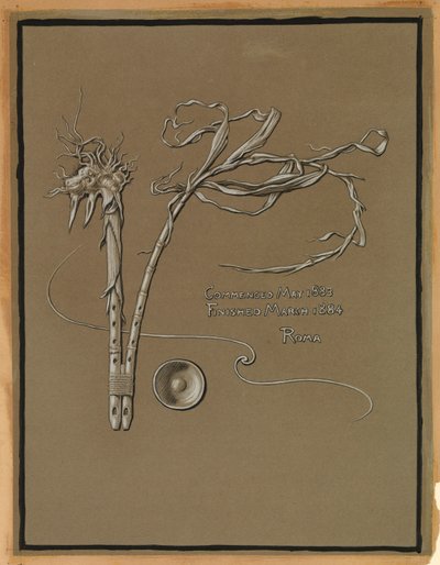 (Illustratie voor Rubáiyát van Omar Khayyám) Handtekening van de kunstenaar door Elihu Vedder