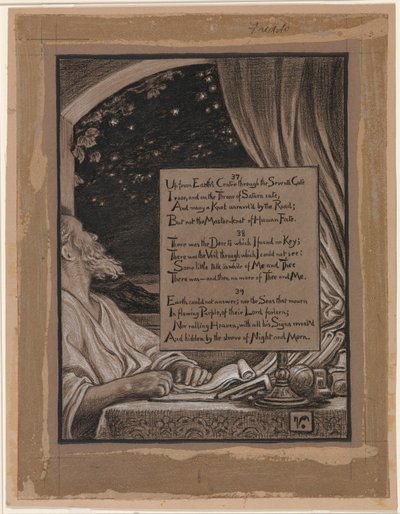 (Illustratie voor Rubáiyát van Omar Khayyám) Tevergeefs vragen stellen door Elihu Vedder