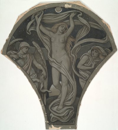 Cartoon voor Luna, uit de zestig studies voor het plafond van Huntington (1926.80) door Elihu Vedder