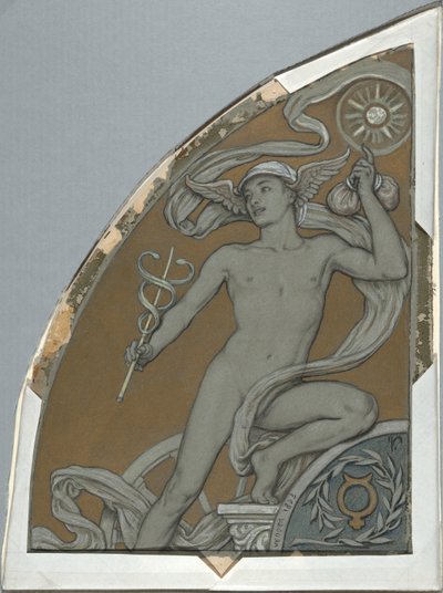Cartoon voor Mercurius, uit zestig studies voor het Huntington-plafond door Elihu Vedder