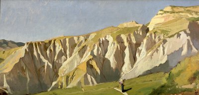 Kliffen van Volterra (olieverf op paneel) door Elihu Vedder