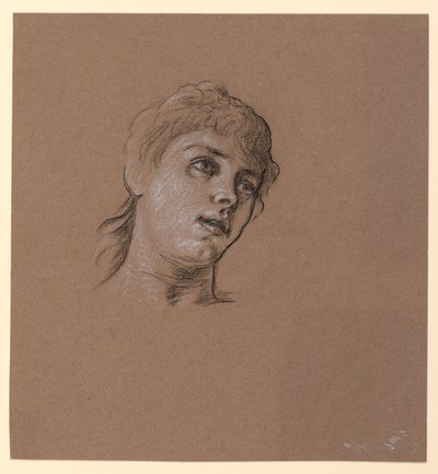 Tekening, Portretschets van een jong meisje, ca. 1885 door Elihu Vedder