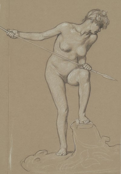 Meisje dat een Dolfijn Spiest door Elihu Vedder