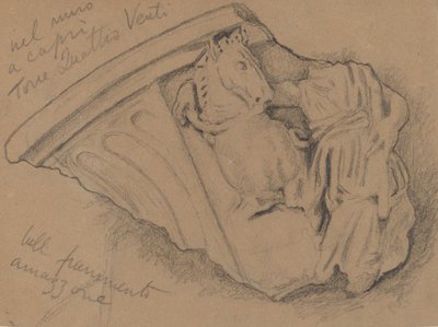 Schets van een Fragment van een Muur in Capri, ca. 1897 door Elihu Vedder