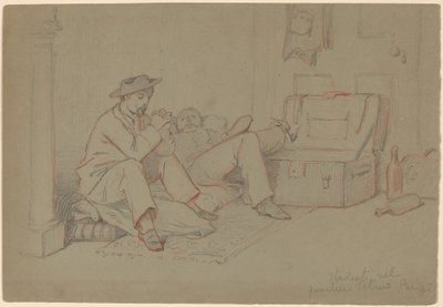 Studenten in het Latijnse Kwartier, Parijs door Elihu Vedder
