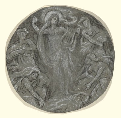 Studie voor Midden Cirkel van Huntington Plafond: Apollo en Begeleiders door Elihu Vedder