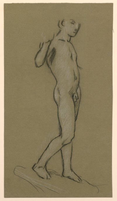 figuurstudie voor een fonteinontwerp door Elihu Vedder