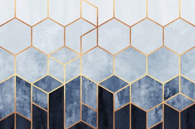 Moderne geometrische blauwe zeshoeken door Elisabeth Fredriksson