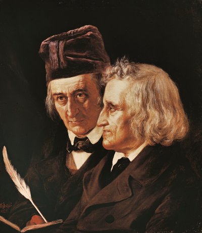 Portret van de gebroeders Jacob en Wilhelm Grimm door Elisabeth Maria Anna Jerichau Baumann
