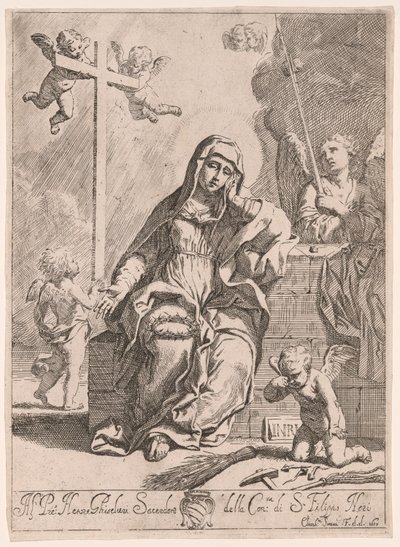 Madonna van Smarten met symbolen van de Passie door Elisabetta Sirani