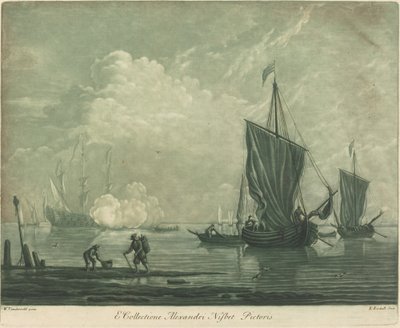 Scheepvaartscène uit de Collectie van Alexander Nisbit, 1720s door Elisha Kirkall