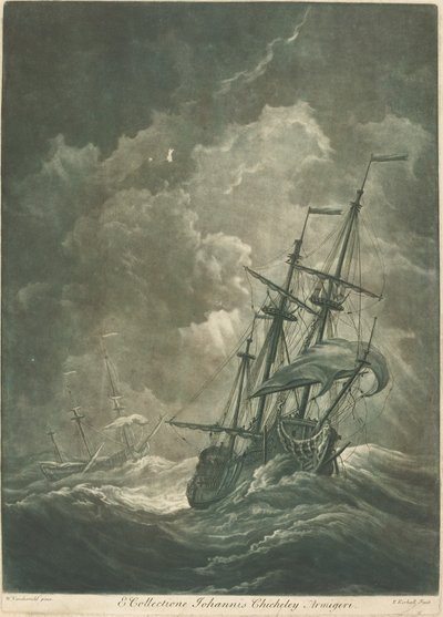 Scheepvaartscène uit de collectie van John Chicheley, 1720s door Elisha Kirkall