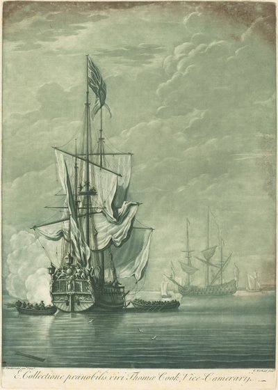 Scheepvaartscène uit de collectie van Thomas Cook, 1720s door Elisha Kirkall
