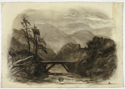 Bergstroom met kleine brug II door Elizabeth Murray