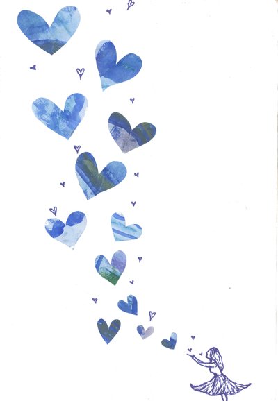 Een kus blazen, 2013 (aquarel en collage) door Elizabeth Rider