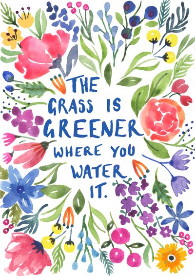 Groener gras, 2018 (aquarel) door Elizabeth Rider